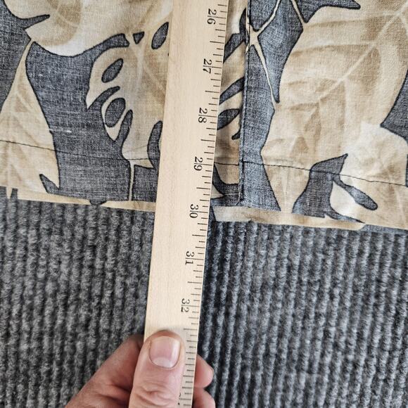 Panama Jack Shirt Mens 2XL Gray Tan Hawaiian Tropical Button Front Ramie - Picture 9 of 13